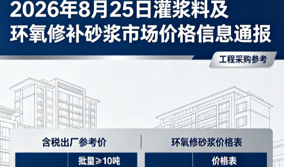 桐梓2026年8月25日灌浆料及环氧修补砂浆市场价格信息通报